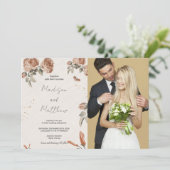 茶色の花の結婚式招待状（写真あり） 招待状 (スタンド正面)