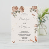 茶色の花の結婚式招待状 招待状 (スタンド正面)