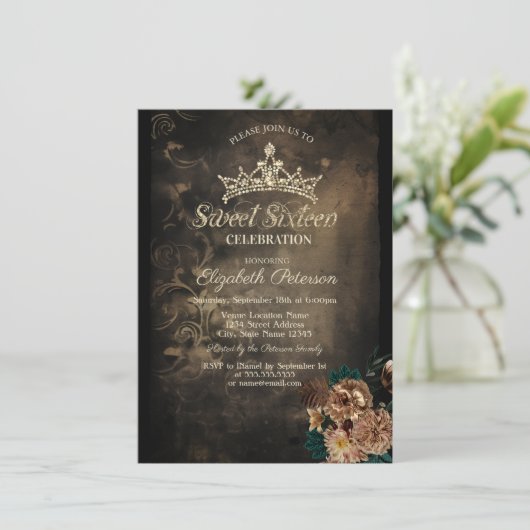 茶色の花ダマスクダークゴシック甘い16 招待状 (スタンド正面)