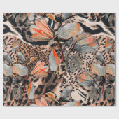 茶色の花パターのある野生のアフリカの動物の皮膚 ラッピングペーパー (フラット)