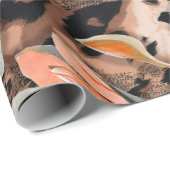 茶色の花パターのある野生のアフリカの動物の皮膚 ラッピングペーパー (ロールコーナー)