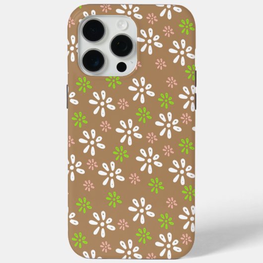 茶色の花パターンiPhone 15 Pro Maxケース Case-Mate iPhoneケース (裏面)