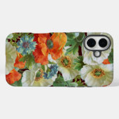 茶色の花柄に白とオレンジのポピー Case-Mate iPhoneケース (裏面 (横))
