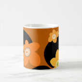 茶色の花柄 コーヒーマグカップ (中央)