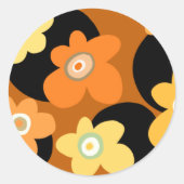 茶色の花柄 ラウンドシール (正面)