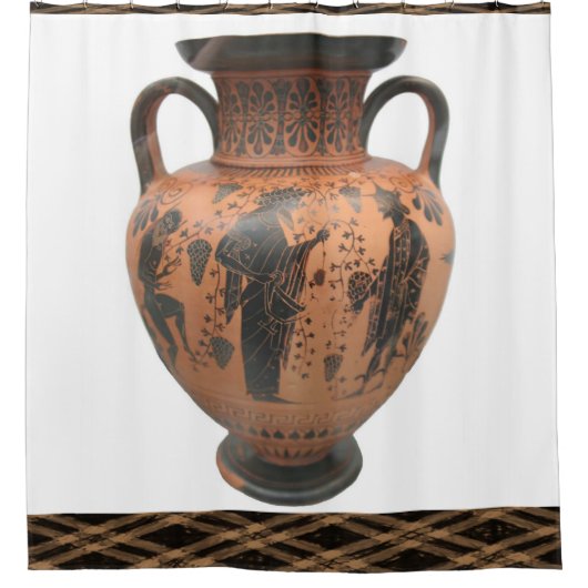 茶色の花瓶のシャワーカーテン模様 シャワーカーテン (正面)