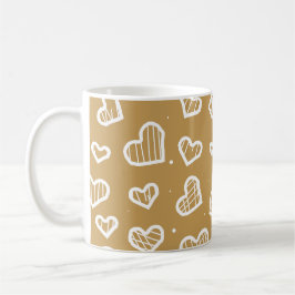 茶色の芸術的ハートのシームレスなパターン コーヒーマグカップ