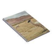 茶色の草の上の白いラマ ノートブック (右側)