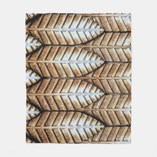 茶色の葉のアクセントエリアじゅうたん フリースブランケット (正面)