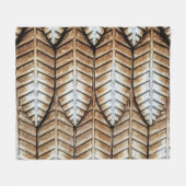 茶色の葉のアクセントエリアじゅうたん フリースブランケット (正面(横))