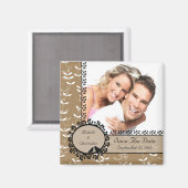 茶色の葉の愛の鳥の写真日付磁石を保存 マグネット (正面/裏面)