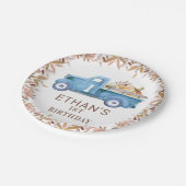 茶色の葉カボチャのトラック1st誕生日 ペーパープレート (アングル)