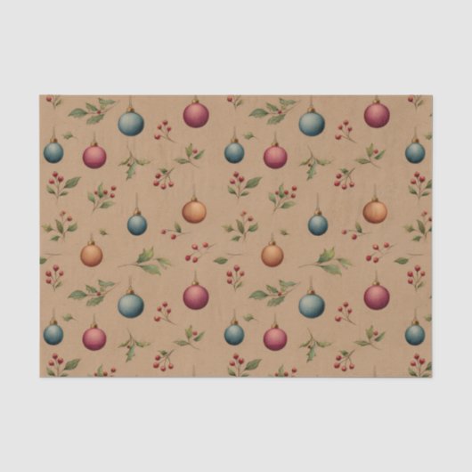 茶色の薄葉紙のクリスマスオーナメント 薄葉紙 (正面)