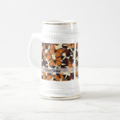 茶色の蝶のパターン ビールジョッキ (正面左)