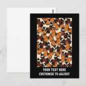 茶色の蝶のパターン ポストカード (正面/裏面)