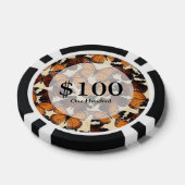 茶色の蝶のパターン ポーカーチップ (シングル)