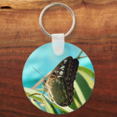 茶色の蝶の閉じた翼 キーホルダー (正面)