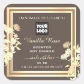 茶色の製品の包装ラベル金ゴールドフレームとロゴ スクエアシール (正面)