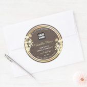 茶色の製品の包装ラベル金ゴールドフレームとロゴ ラウンドシール (封筒)