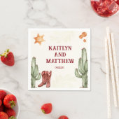 茶色の西の美しい田舎風結婚の スタンダードカクテルナプキン (インサイチュ)