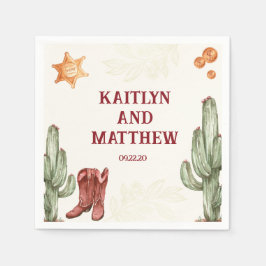 茶色の西の美しい田舎風結婚の スタンダードカクテルナプキン