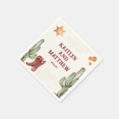 茶色の西の美しい田舎風結婚の スタンダードカクテルナプキン (角)