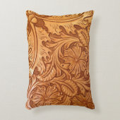 茶色の西素朴国の工具革 アクセントクッション (正面(垂直))