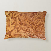 茶色の西素朴国の工具革 アクセントクッション (裏面)