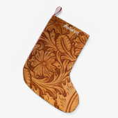 茶色の西素朴国の工具革 スモールクリスマスストッキング (正面 (吊り時))