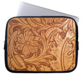 茶色の西素朴国の工具革 ラップトップスリーブ (正面)