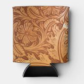 茶色の西素朴国の工具革 缶クーラー (正面)