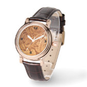 茶色の西素朴国の工具革 腕時計 (傾斜)