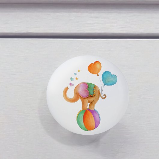 茶色の象のウィムシーな水色のサーカスのドアノブ セラミックノブ