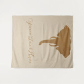 茶色の象の頭の素朴なサファリスタイルのジャングル タペストリー (正面(横))