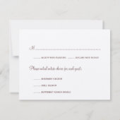 茶色の貝殻 ウェディング 封入 RSVP 返信 招待状 (裏面)