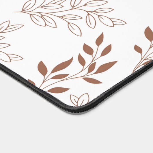 茶色の赤いレトロヴィンテージ葉パターン デスクマット (コーナー)