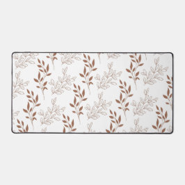 茶色の赤いレトロヴィンテージ葉パターン デスクマット