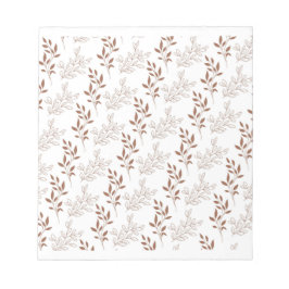 茶色の赤いレトロヴィンテージ葉パターン ノートパッド