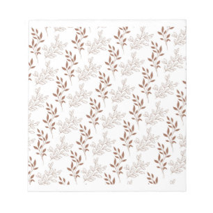 茶色の赤いレトロヴィンテージ葉パターン ノートパッド