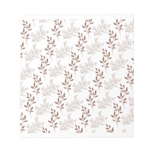 茶色の赤いレトロヴィンテージ葉パターン ノートパッド (正面)