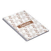 茶色の赤いレトロヴィンテージ葉パターン ノートブック (右側)