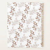 茶色の赤いレトロヴィンテージ葉パターン プランナー手帳 (裏面)