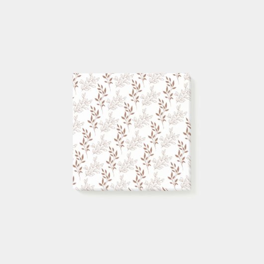 茶色の赤いレトロヴィンテージ葉パターン ポストイット (正面)