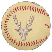 茶色の赤い縁取り雄の鹿の頭の〔雄ジカの〕枝角 ソフトボール (正面左)