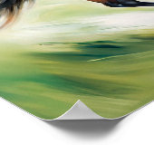 茶色の走馬の牧草地 ポスター (角)