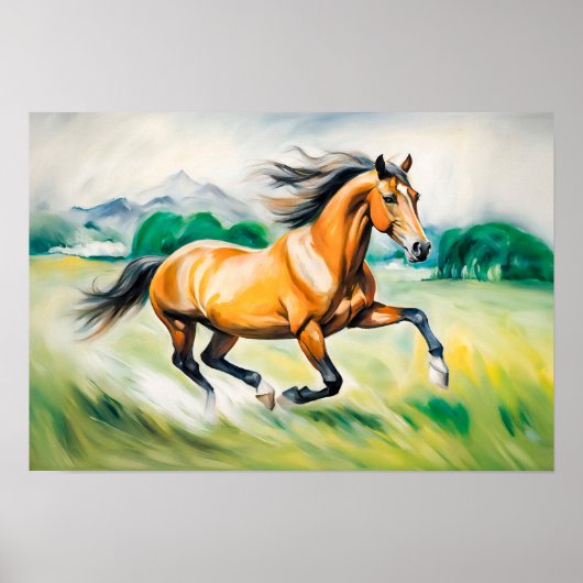 茶色の走馬の牧草地 ポスター (正面)