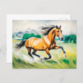 茶色の走馬の牧草地 ポストカード