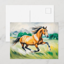 茶色の走馬の牧草地 ポストカード