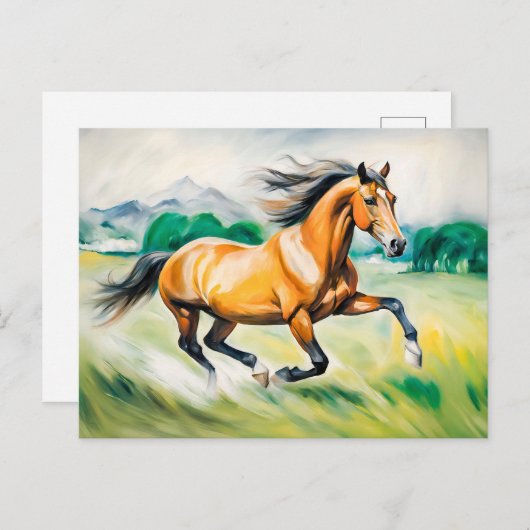茶色の走馬の牧草地 ポストカード (正面/裏面)