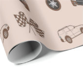 茶色の車の装飾模様 ラッピングペーパー (ロールコーナー)